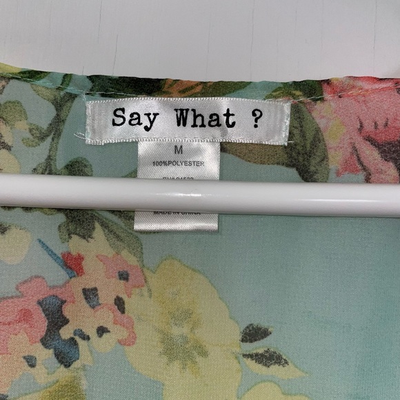 Say What? Teal Floral Kimono/Bathing Suit Coverup - Size: M - Picture 3 of 3